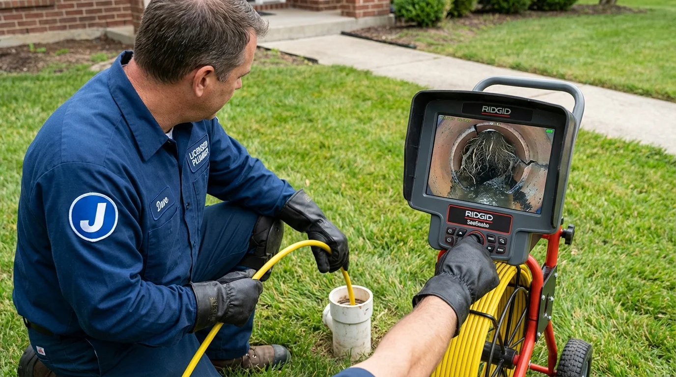 Sewer camera inspection being performed by Johns Plumbing LLC in Toughkenamon